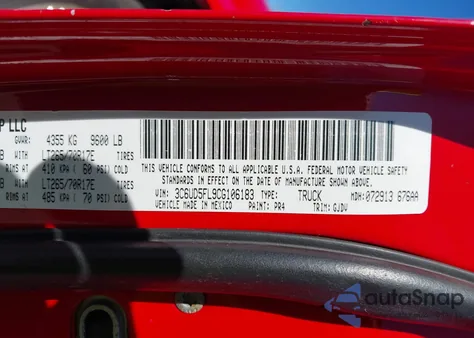 2012 Ram 2500 Laramie from USA, damaged, VIN 3C6UD5FL9CG106183